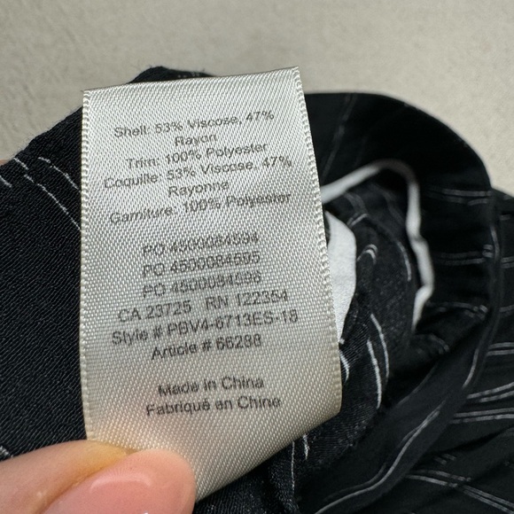 Aritzia Wilfred Faun Black Striped Wide Leg Rayon Crop Pants M - Picture 9 of 10